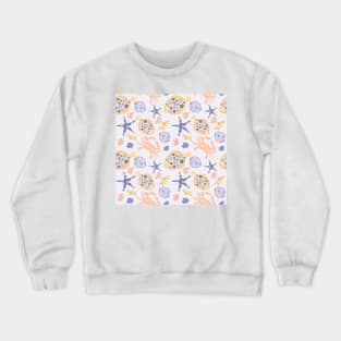 A nautical pattern of flounders, crabs, shells, coral, and starfish Crewneck Sweatshirt